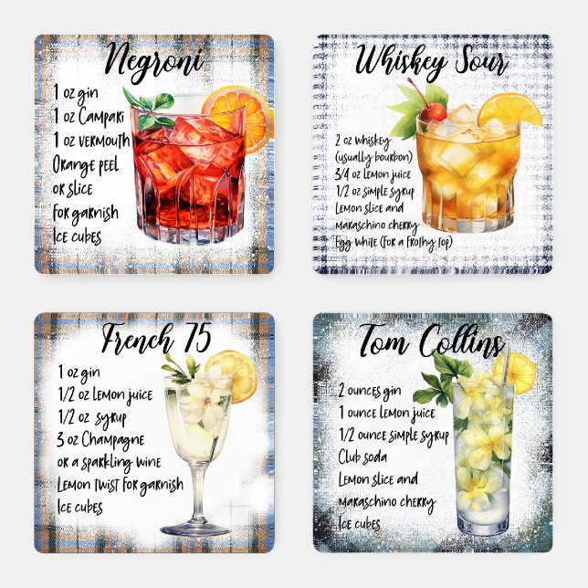 Cocktail Recipes Coaster Set (Set)