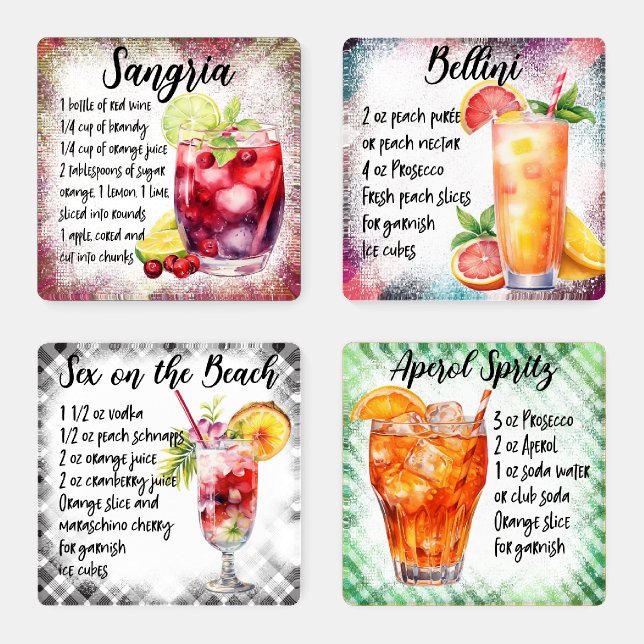 Cocktail Recipes Coaster Set (Set)