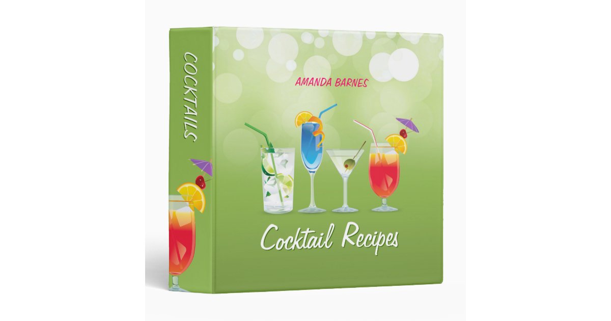 Favorite Cocktails Drink Recipe Organizer Mini Binder, Zazzle