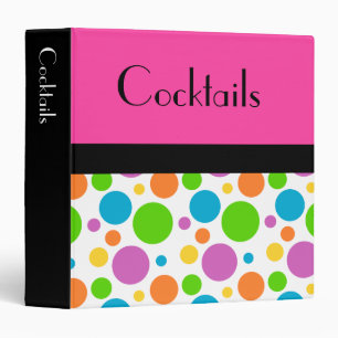 Cocktail Recipes on a Pink and Polka Dot Pattern Binder