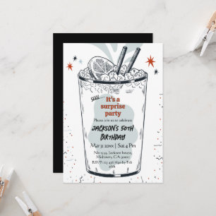 Cocktail retro drink themed 50th surprise Birthday Invitation