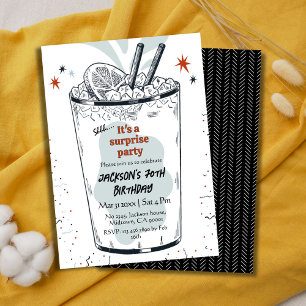 Cocktail retro drink themed 70th surprise Birthday Invitation