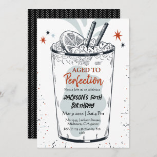 Cocktail retro drink themed simple 50th Birthday Invitation