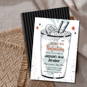 Cocktail retro drink themed simple 70th Birthday Invitation