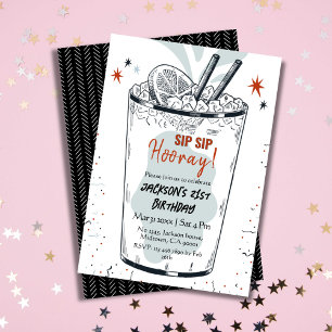 Cocktail retro drink themed stylish 21st Birthday Invitation