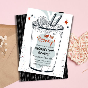 Cocktail retro drink themed stylish 30th Birthday Invitation