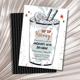 Cocktail retro drink themed stylish 40th Birthday Invitation