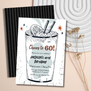 Cocktail retro drink themed stylish 60th Birthday Invitation