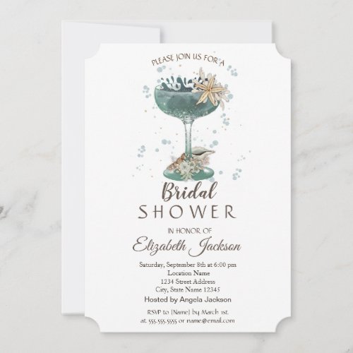 Cocktail Seashells Nautical Bridal Shower Invitation