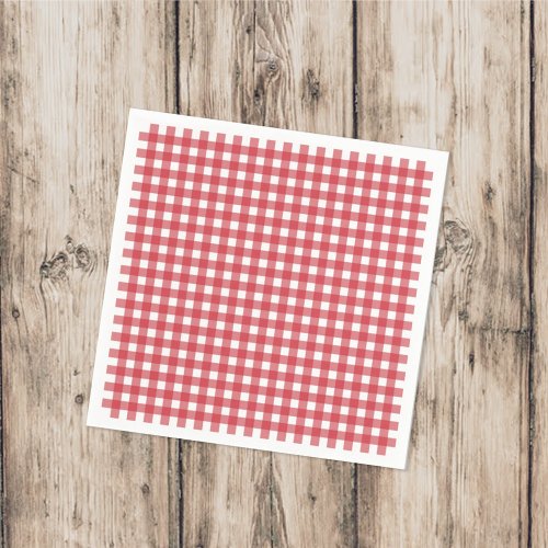 Cocktail Simple Minimalist Red and White Gingham Napkins