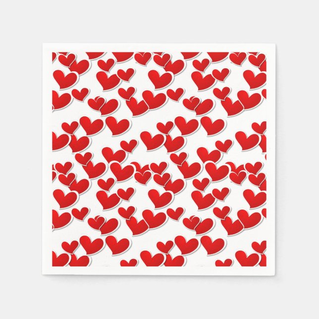 Cocktail Size Paper Napkins-Valentine Hearts Paper Napkins (Front)