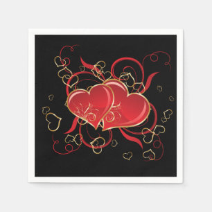 Cocktail Size Paper Napkins-Valentine Hearts Paper Napkins