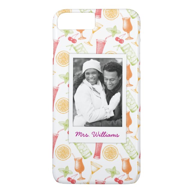 Cocktail Sketch Pattern | Monogram Case-Mate iPhone Case (Back)