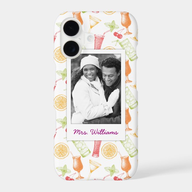 Cocktail Sketch Pattern | Monogram Iphone Case (Back)