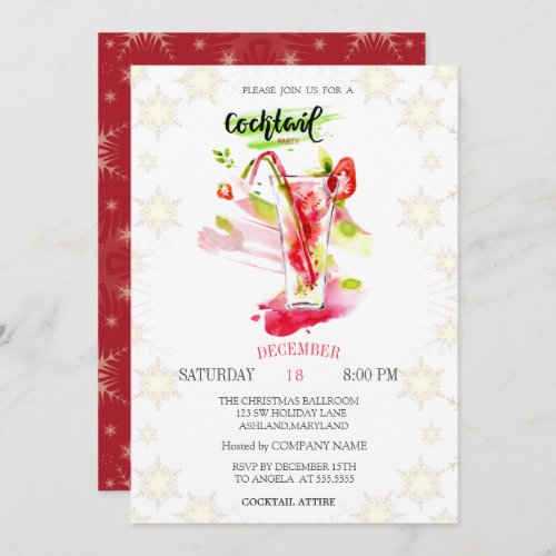 Cocktail Snowflakes Christmas Party Invitation