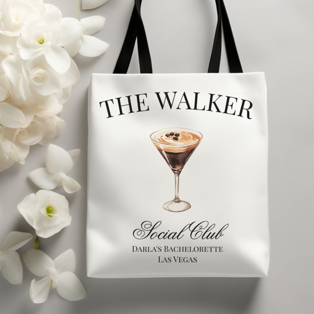 Cocktail Social Club Espresso Martini Bachelorette Tote Bag (Custom Name Social Club Tote Bag)
