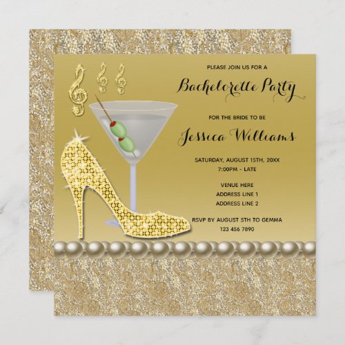 Cocktail  Stiletto Bachelorette Party Invitation