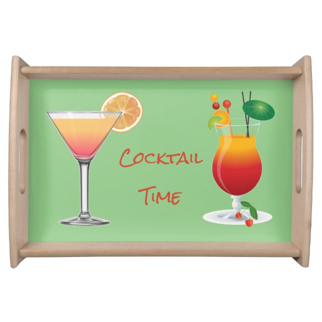 Cocktail Time Drinks Alcohol Summer Fun Happy Hour Serving Tray (Front)