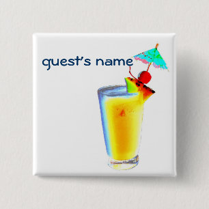 Cocktail Umbrella Drinks name badge Pinback Button