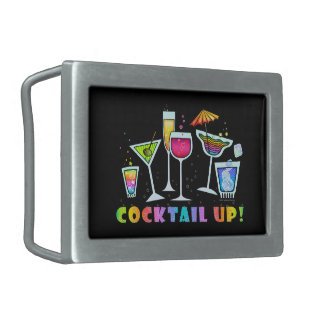 COCKTAIL UP GLASSES BELT BUCKLE