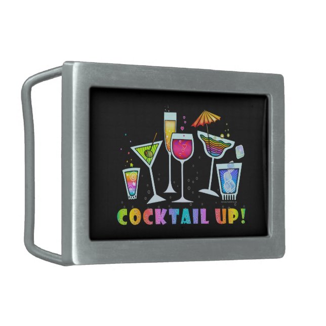 COCKTAIL UP GLASSES BELT BUCKLE (Front Left)