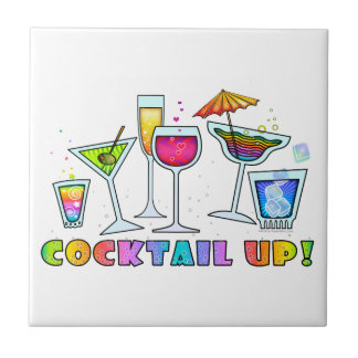 COCKTAIL UP GLASSES TILE - COASTER - TRIVET