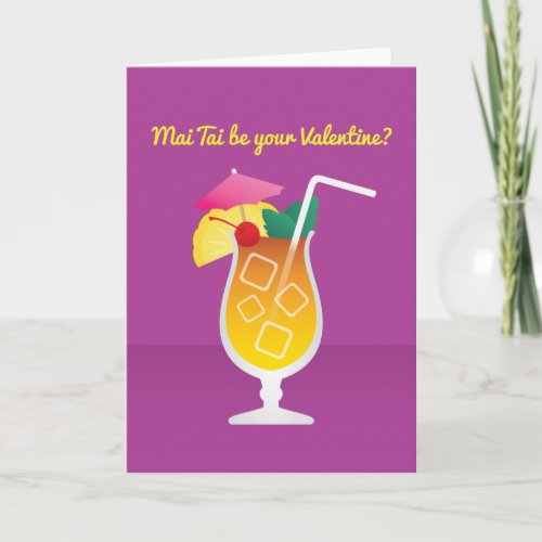 Cocktail Valentine Mai Tai be you Valentine Holiday Card