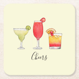 Cocktail watercolor Paper Coaster