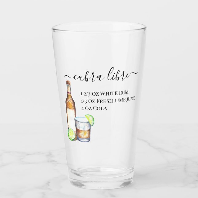 Cocktail Watercolor Recipe Mixed Drinks Rum  Glass (Front)