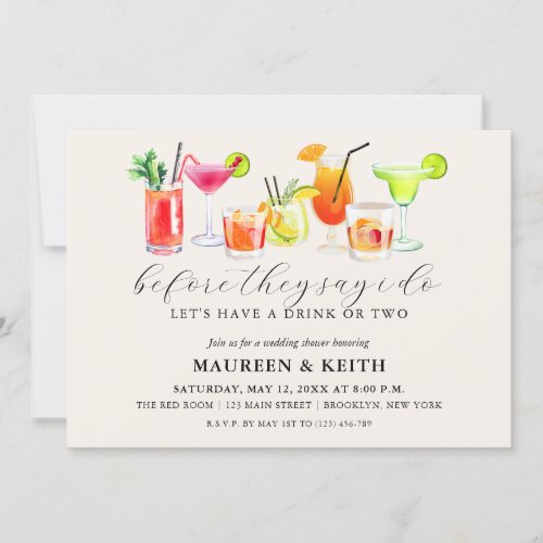 Cocktail Wedding Shower  Engagement Party Invitation