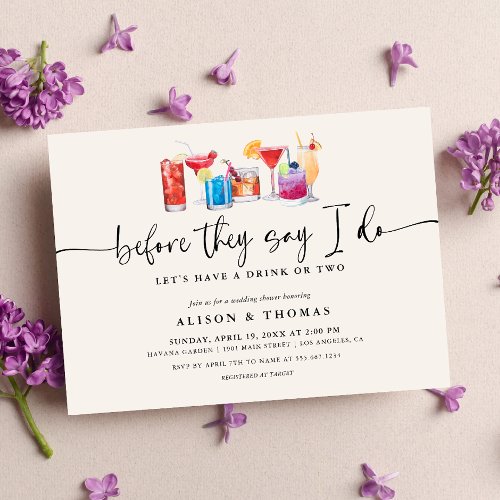Cocktail Wedding Shower  Engagement Party Invitation