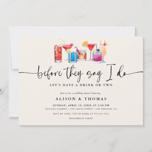 Cocktail Wedding Shower | Engagement Party Invitation (Front)