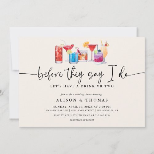 Cocktail Wedding Shower  Engagement Party Invitation