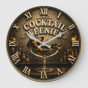 Cocktail Weenies Funny Dachshund Large Clock