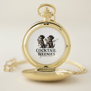 Cocktail Weenies Funny Dachshund Wiener Dog Pocket Watch