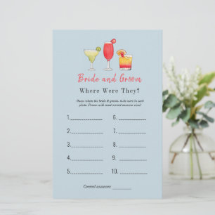 Cocktail "Where were they" Bridal shower game