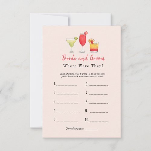 Cocktail Where were they Bridal shower game Invitation