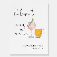 Cocktail Wine Beer Engagement Party Welcome Sign