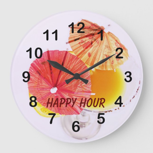 cocktail with colorful paper umbrellas clock (Front)