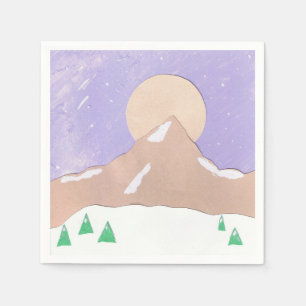 Cocktail with Mountain Scene Paper Napkins