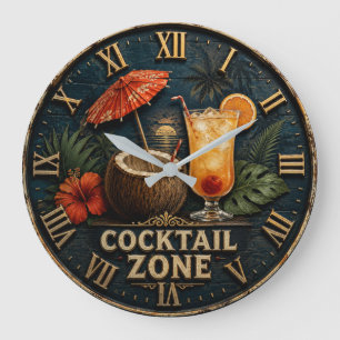 Cocktail Zone Tropical Tiki Bar  Large Clock
