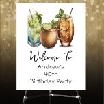Cocktails 40th Birthday Foam Board<br><div class="desc">Rustic Outdoor or bar birthday decor for him. Any age. Easy to personalized template. All text can be adjusted using the design option. Fun,  simple,  casual birthday invites for him.</div>