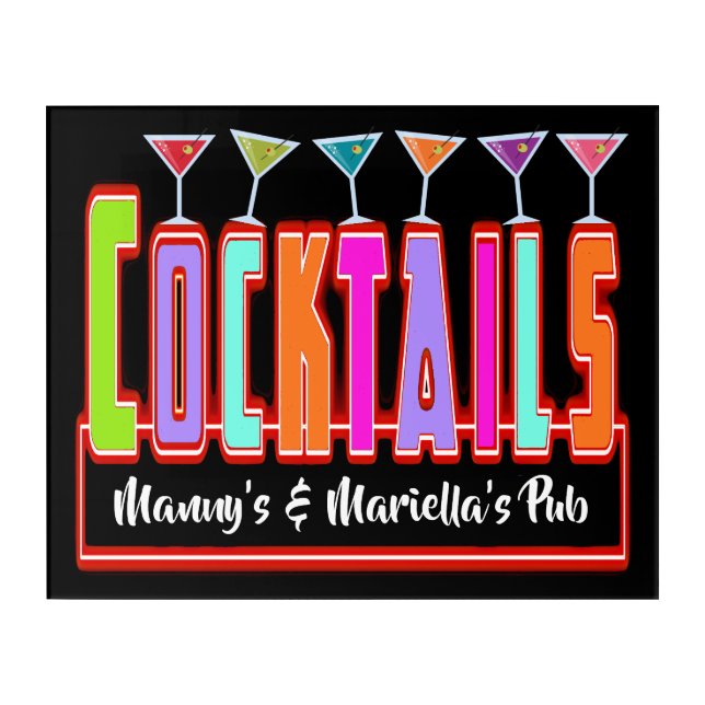Cocktails Acrylic Art Sign (Front)