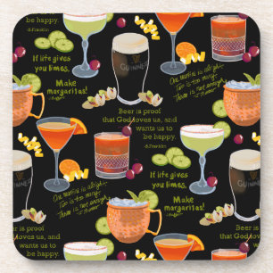 Cocktails and contemplation beverage coaster
