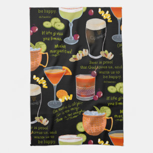 Cocktails and contemplation kitchen towel