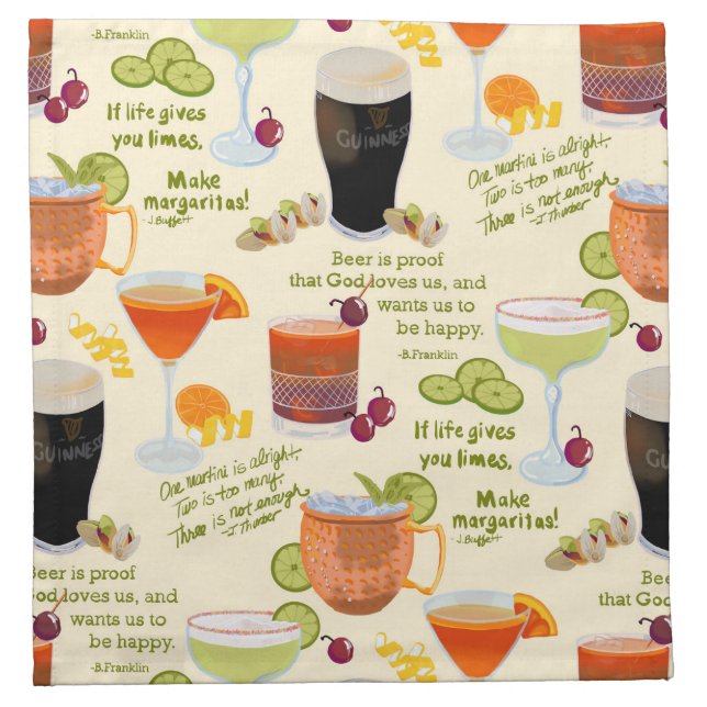 Cocktails and conversation cloth napkin (Front)