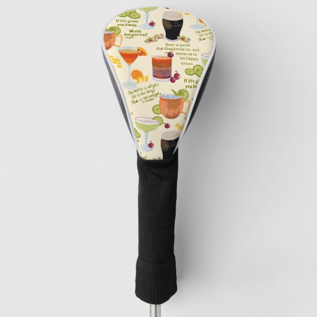 Cocktails and conversation golf head cover (Front)