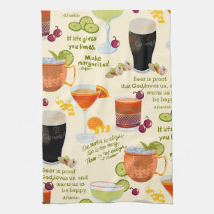 Cocktails and conversation kitchen towel