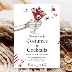 Cocktails and Costumes Boos Booze Adult Halloween Invitation
