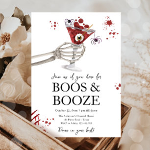Cocktails and Costumes Boos Booze Adult Halloween Invitation